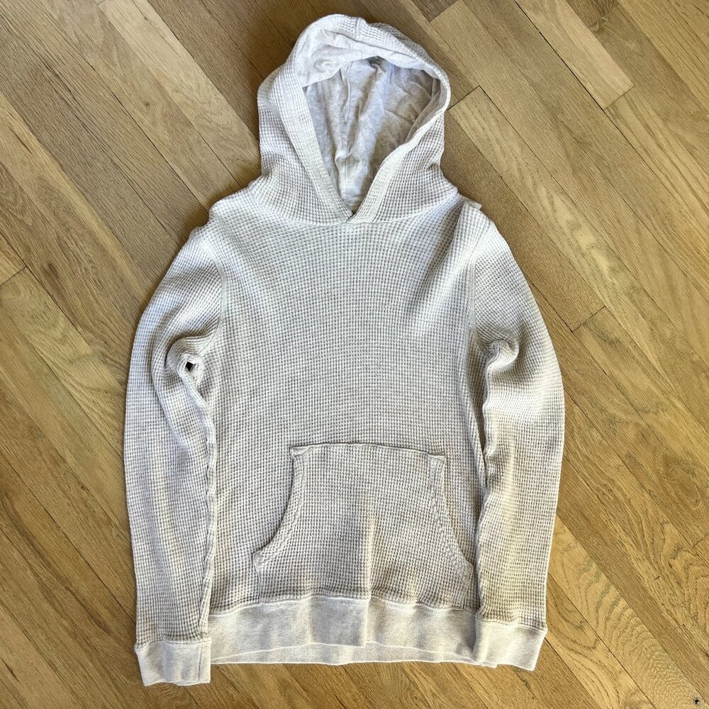 Like New Gap Waffle Knit Hoodie Pullover Oatmeal Mens S